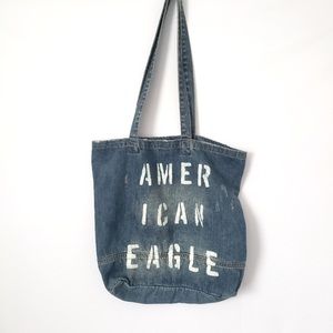 American Eagle Blue Denim Tote Bag School College